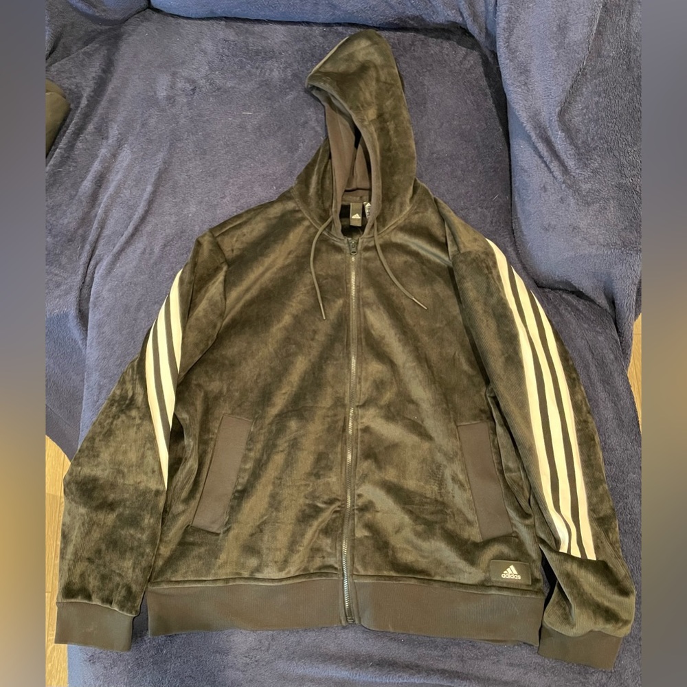 black adidas zip-up hoodie